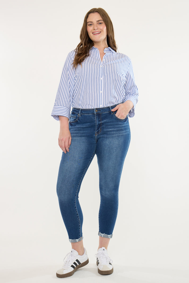 Kali Mid Rise Ankle Skinny Jeans (Plus Size) - Official Kancan USA
