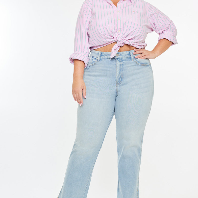 Hailey High Rise Cropped Straight Leg Jeans (Plus) - Official Kancan USA