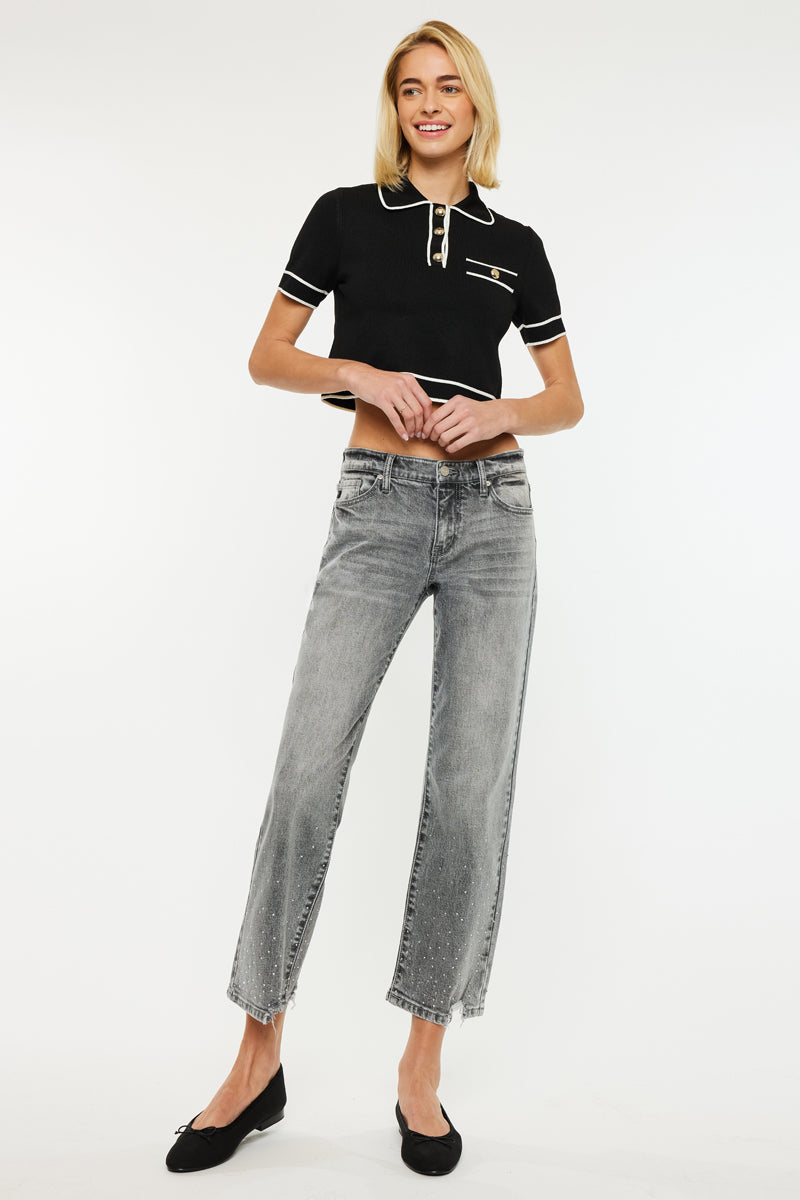 Chai Mid Rise Cropped Straight Jeans - Official Kancan USA