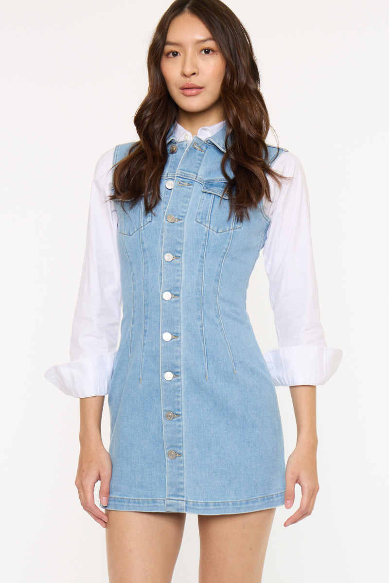 May Sleeveless Mini Dress Light Wash / XL