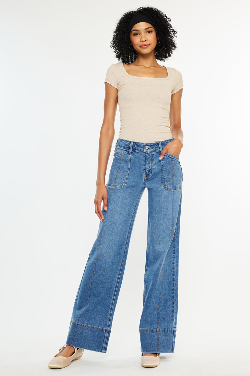 Yuri Mid Rise Wide Leg Jean - Official Kancan USA
