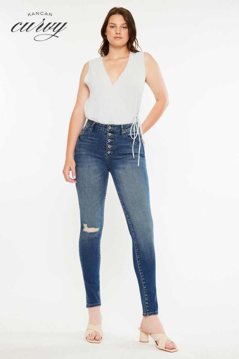 Wesley High Rise Super Skinny Jeans - Curvy - Official Kancan USA