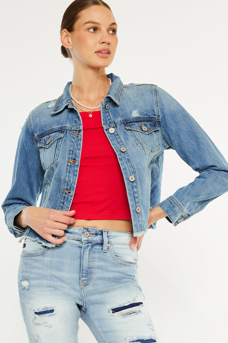 Bianca Distressed Denim Jacket - Official Kancan USA