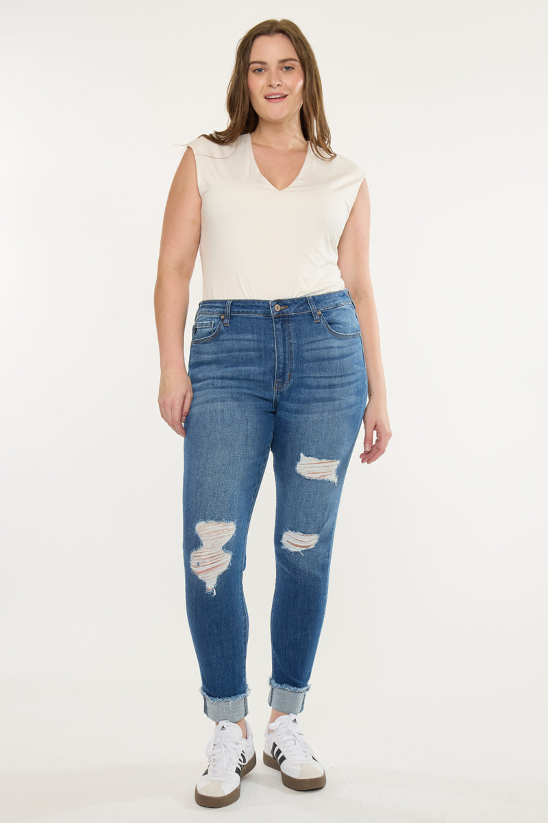 Stevie Mid Rise Ankle Skinny Jeans (Plus Size) - Official Kancan USA
