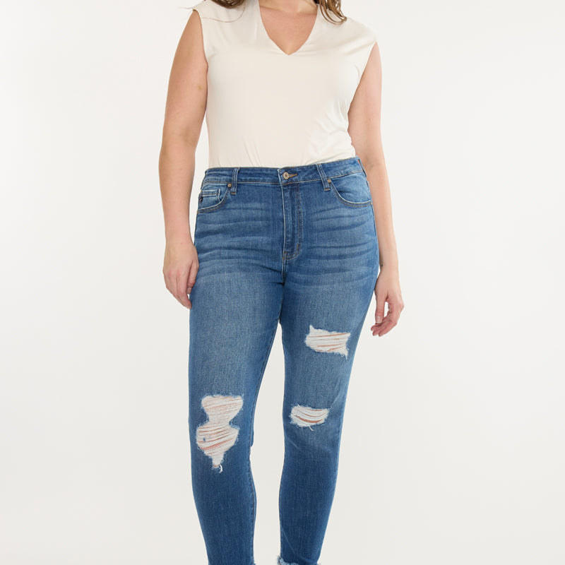 Stevie Mid Rise Ankle Skinny Jeans (Plus Size)