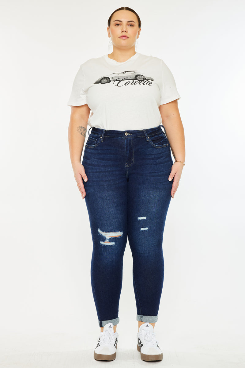 Berenice Mid Rise Ankle Skinny Jeans (Plus Size) - Official Kancan USA