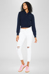 Electra White Mid Rise Ankle Skinny Jeans - Official Kancan USA