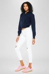 Electra White Mid Rise Ankle Skinny Jeans - Official Kancan USA