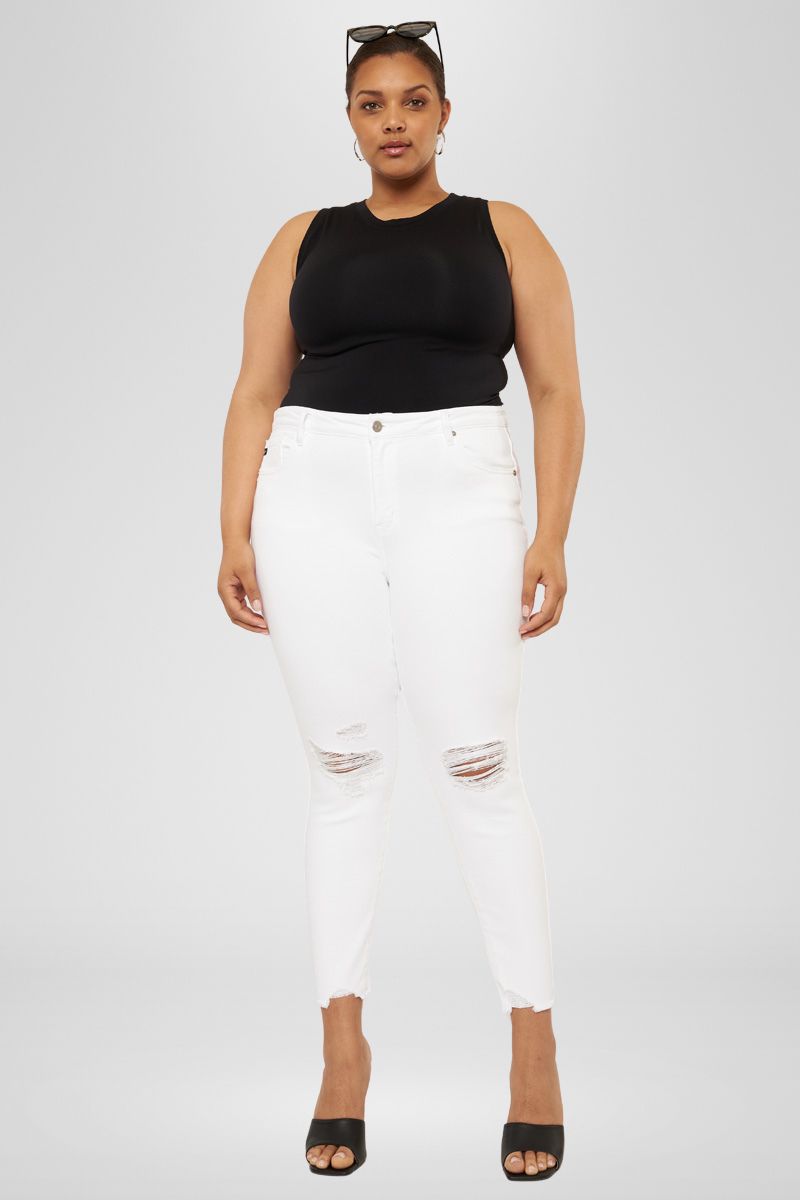 Lux Mid Rise Ankle Skinny Jeans (Plus Size) - Official Kancan USA