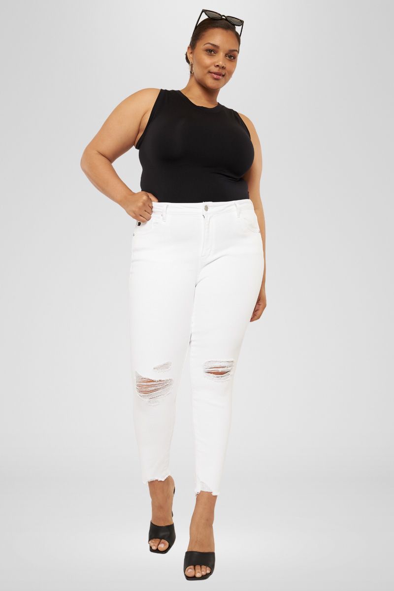 Lux Mid Rise Ankle Skinny Jeans (Plus Size) - Official Kancan USA