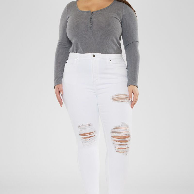 Kristy High Rise Slim Straight Jeans (Plus Size) - Official Kancan USA