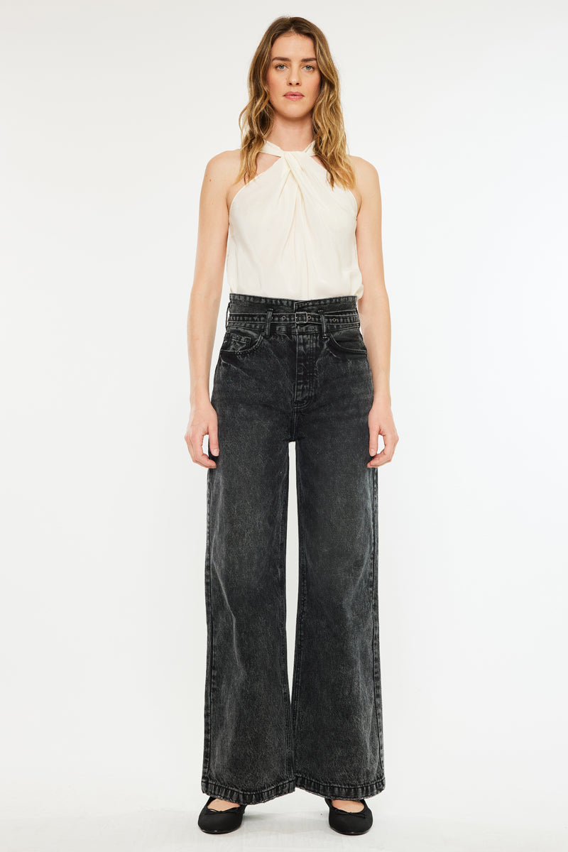 Zinc Ultra High Rise Belted 90's Wide Leg Jeans - Official Kancan USA