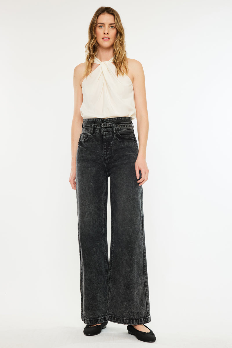 Zinc Ultra High Rise Belted 90's Wide Leg Jeans - Official Kancan USA