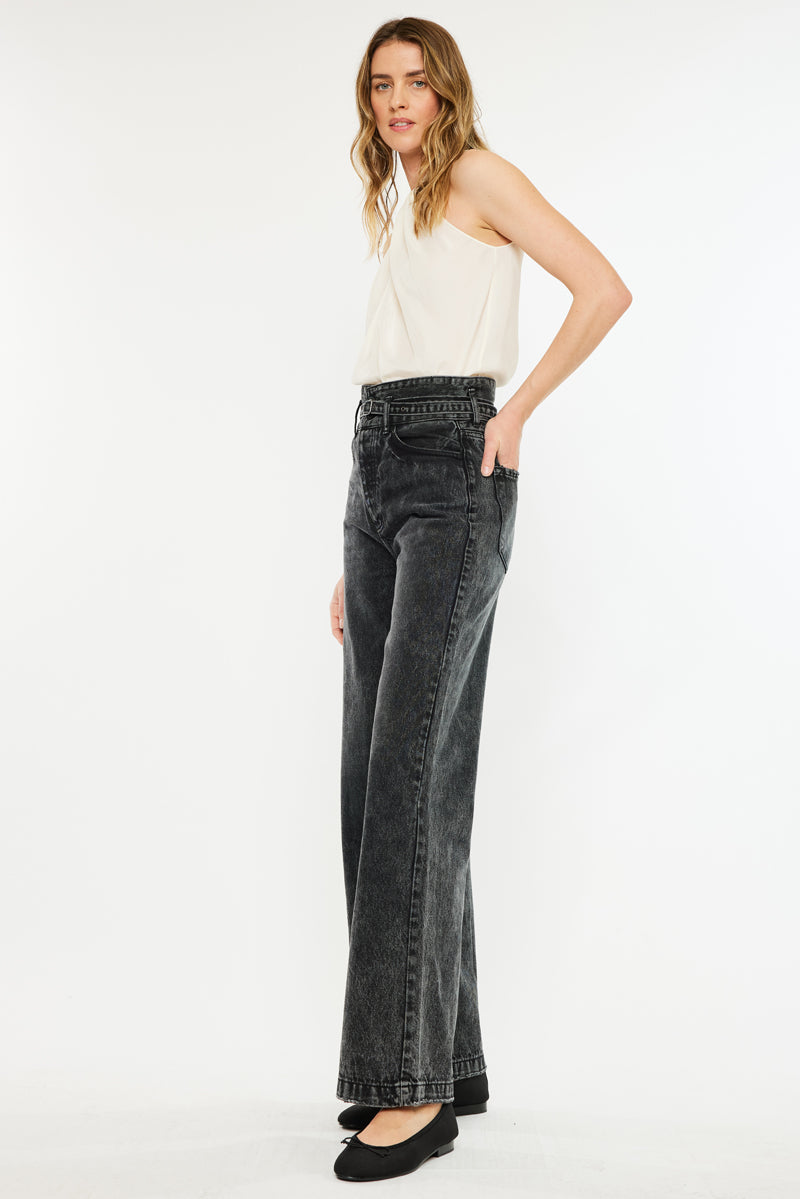 Zinc Ultra High Rise Belted 90's Wide Leg Jeans - Official Kancan USA