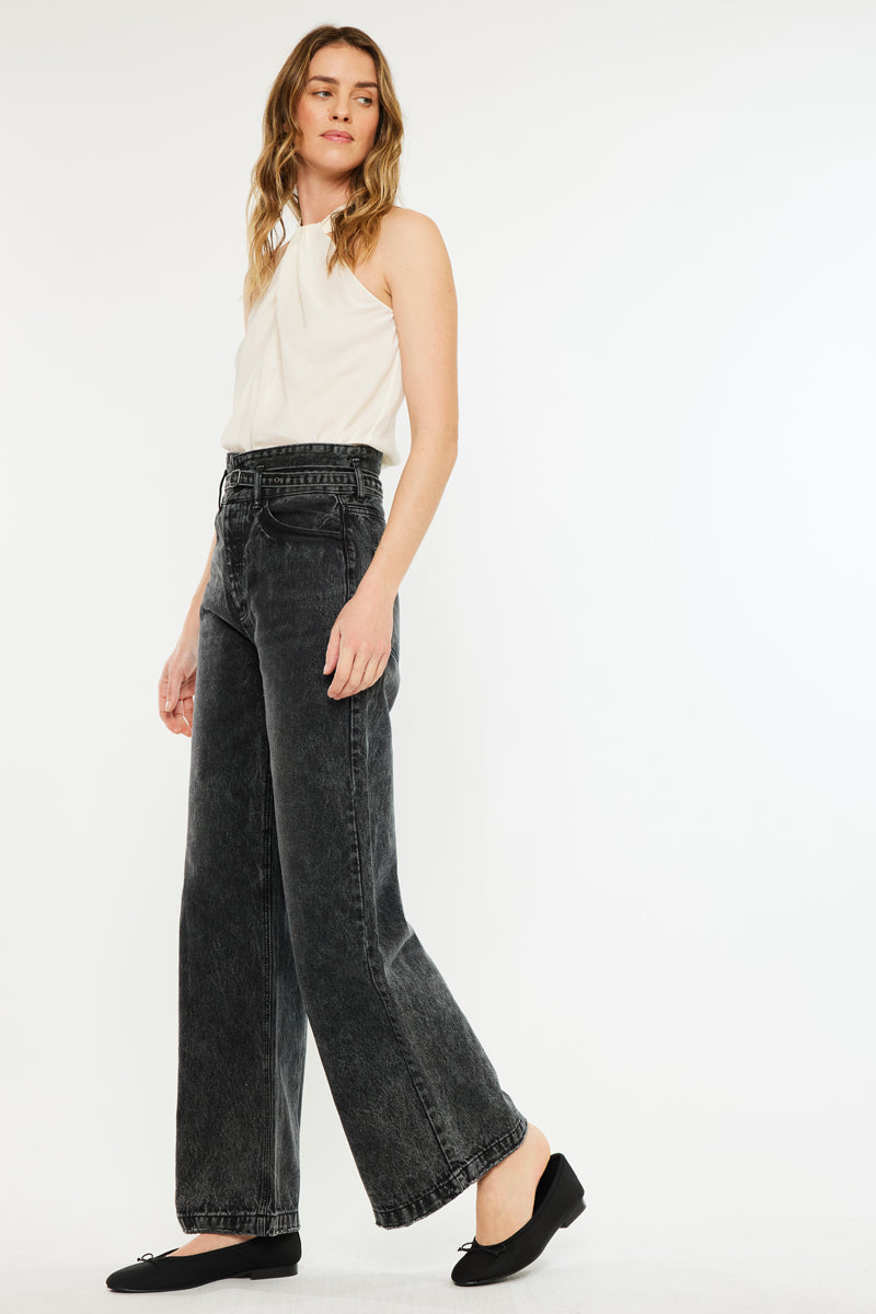 Zinc Ultra High Rise Belted 90's Wide Leg Jeans - Official Kancan USA