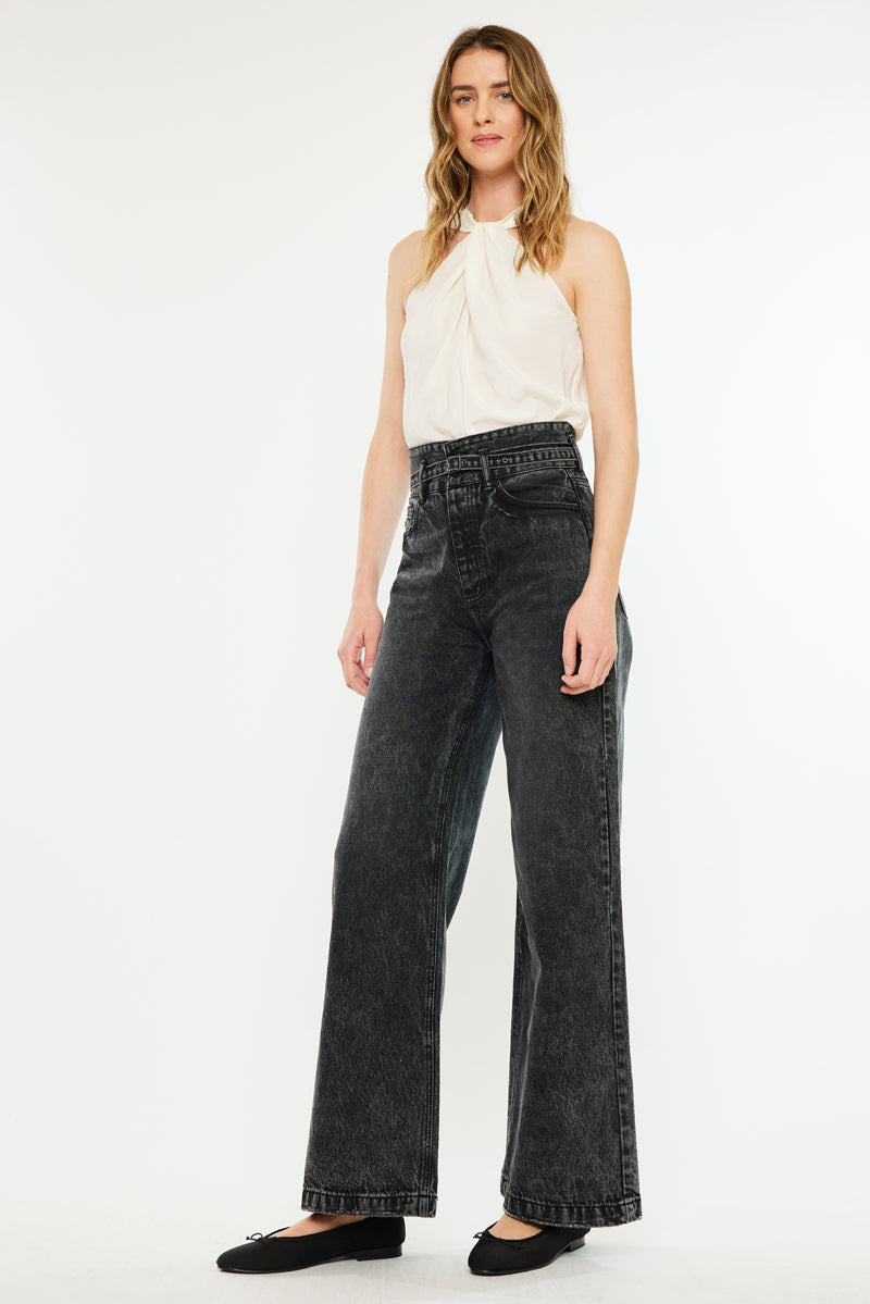 Zinc Ultra High Rise Belted 90's Wide Leg Jeans - Official Kancan USA