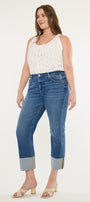 Gisela Mid Rise Crop Straight Jeans (Plus Size) - Official Kancan USA