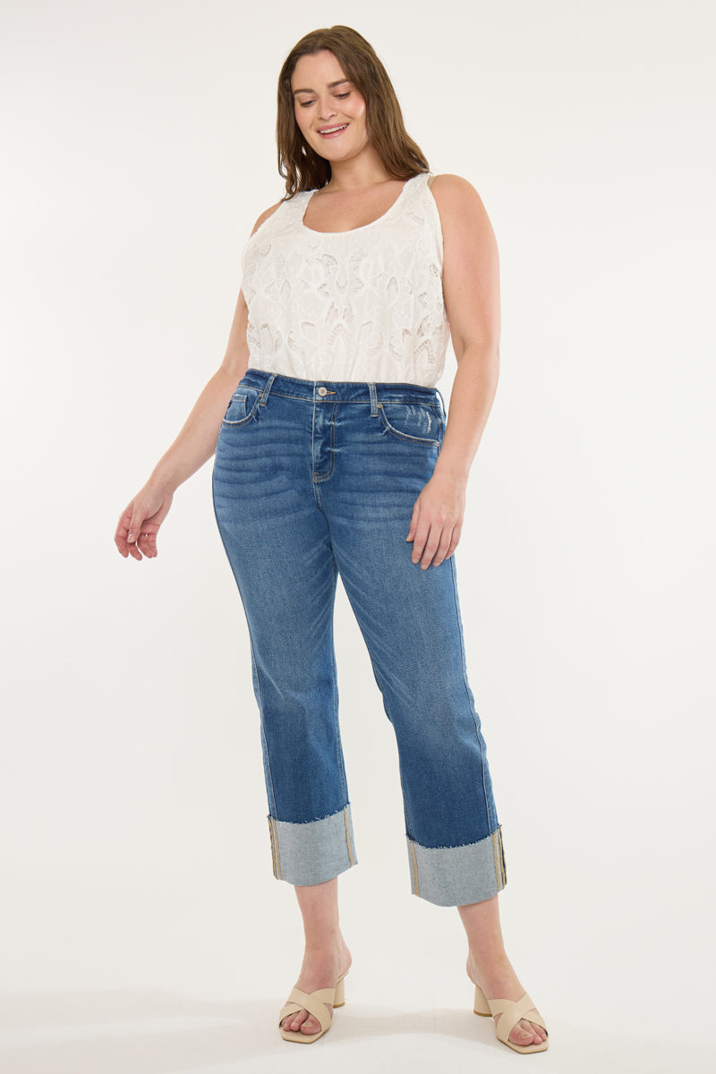 Gisela Mid Rise Crop Straight Jeans (Plus Size) - Official Kancan USA