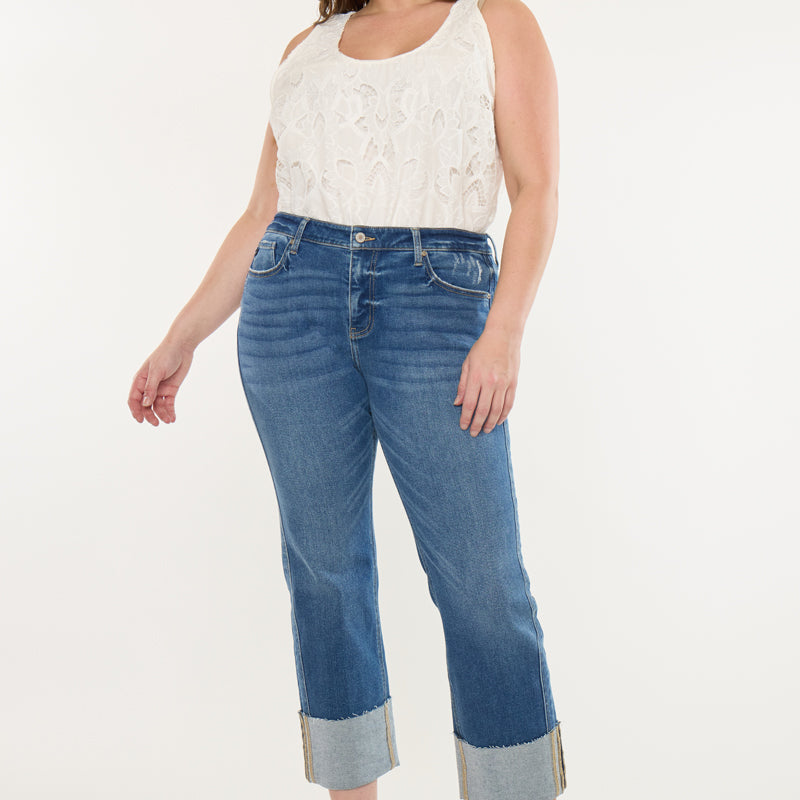 Gisela Mid Rise Crop Straight Jeans (Plus Size) - Official Kancan USA