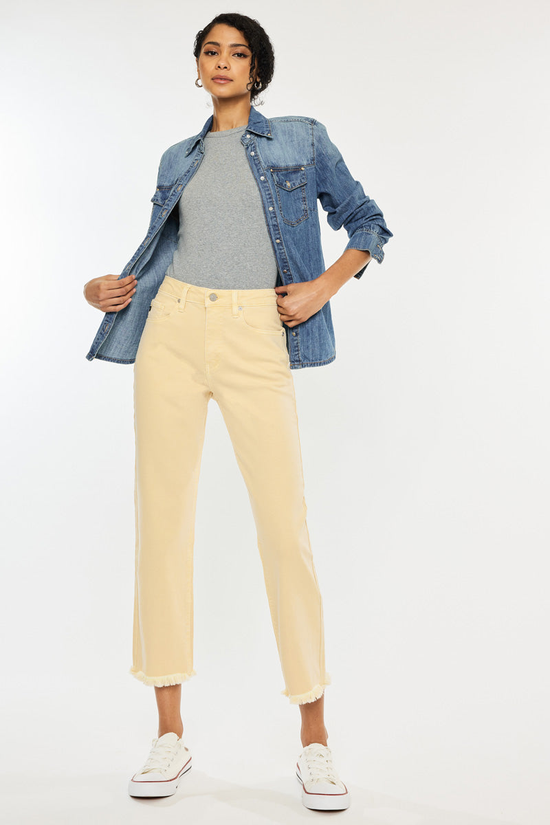 Peppermint High Rise Cropped Straight Leg Jeans Official Kancan USA