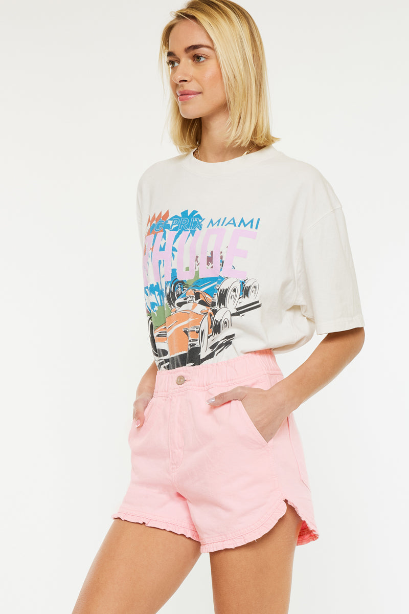 Reene High Rise Ruffle Hem Shorts | Kancan USA