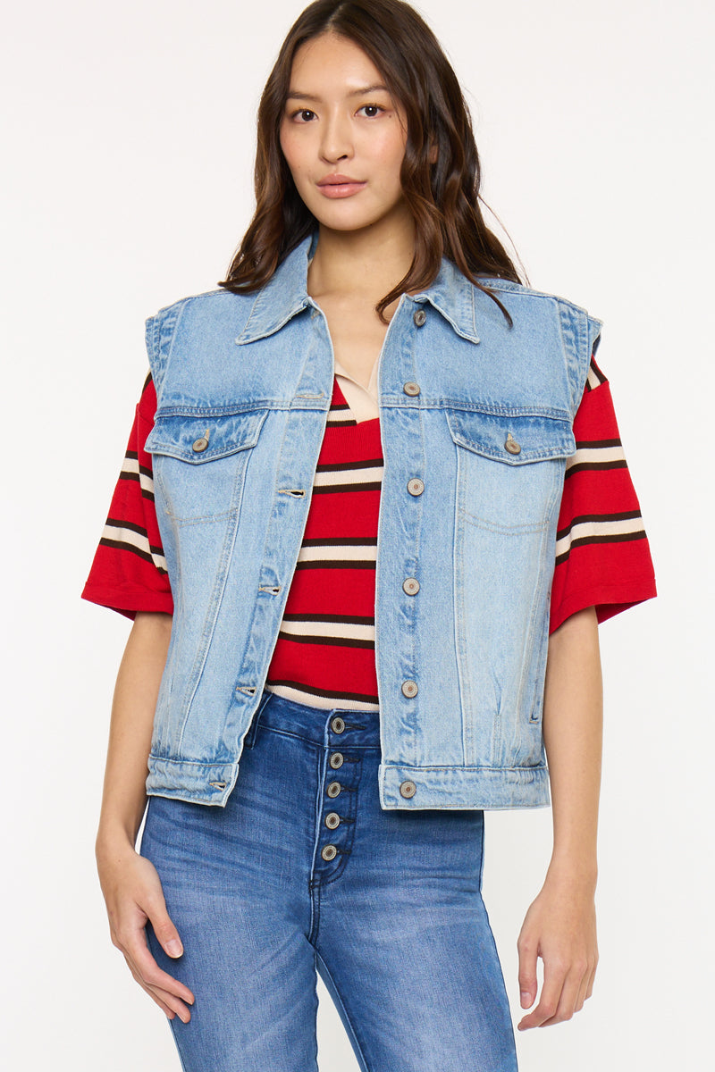Joey Oversized 80's Vest – Retro Bold Layer | Kancan USA