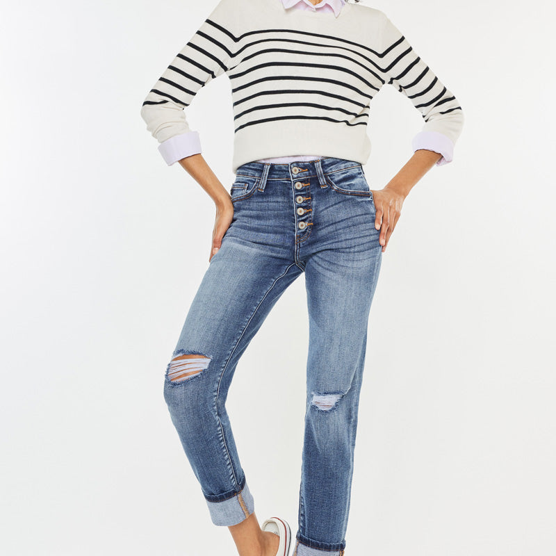 Emmett High Rise Skinny Straight Jeans - Official Kancan USA
