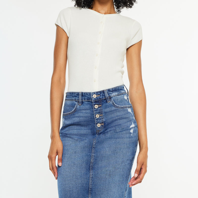 Florentine Mid Rise Asymmetrical Midi Skirt - Official Kancan USA