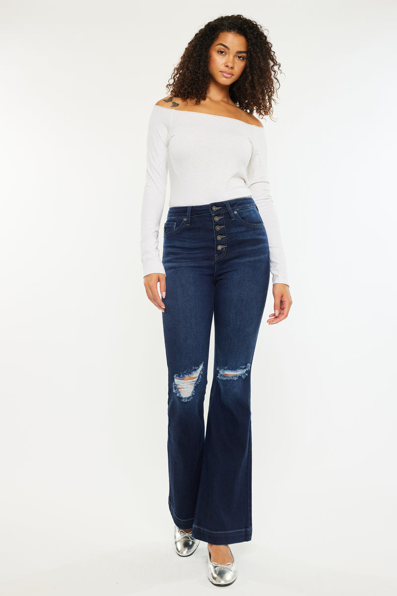 Dixie Ultra High Rise Flare Jeans (Petite) - Official Kancan USA