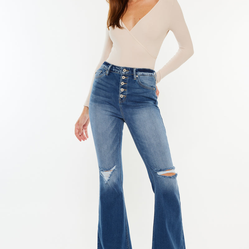 Dixie Ultra High Rise Flare Jeans (Petite) - Official Kancan USA