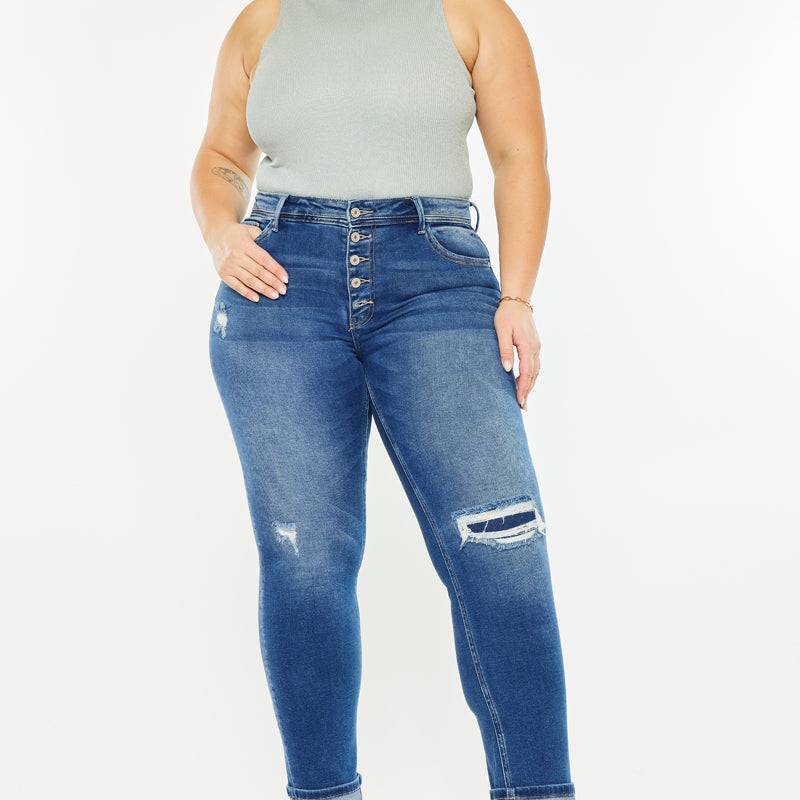 Klover  Mid Rise Slim Straight Leg Jeans (Plus Size) - Official Kancan USA