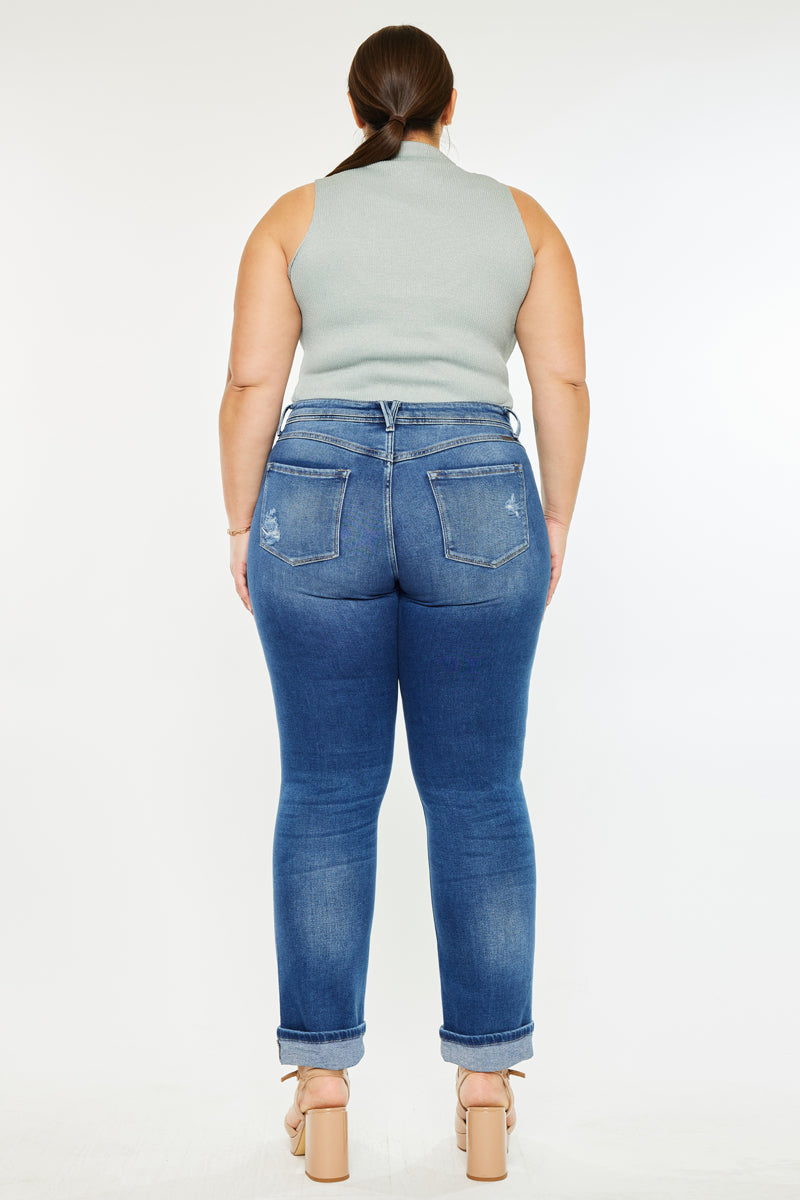 Klover  Mid Rise Slim Straight Leg Jeans (Plus Size) - Official Kancan USA