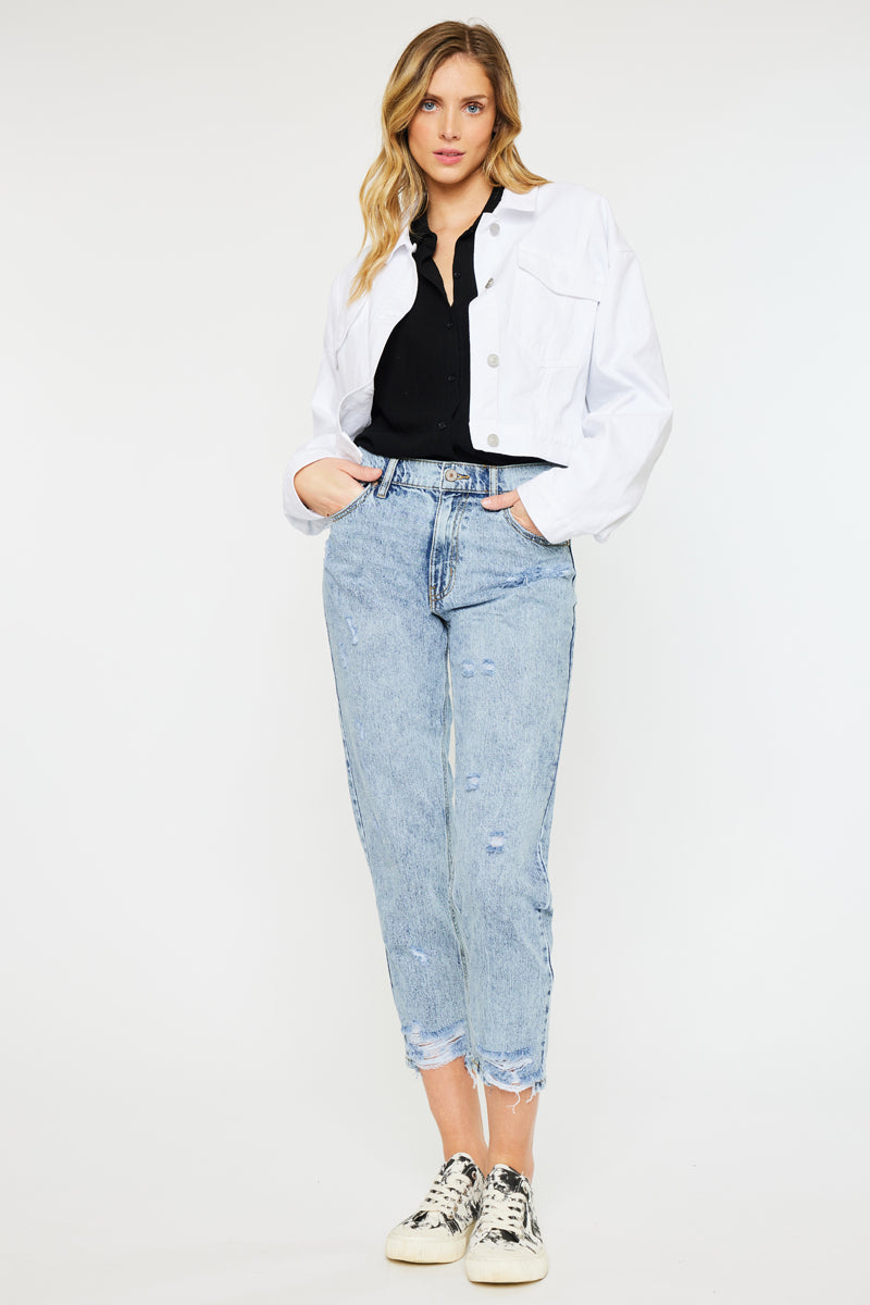 Ultra high clearance waisted mom jeans