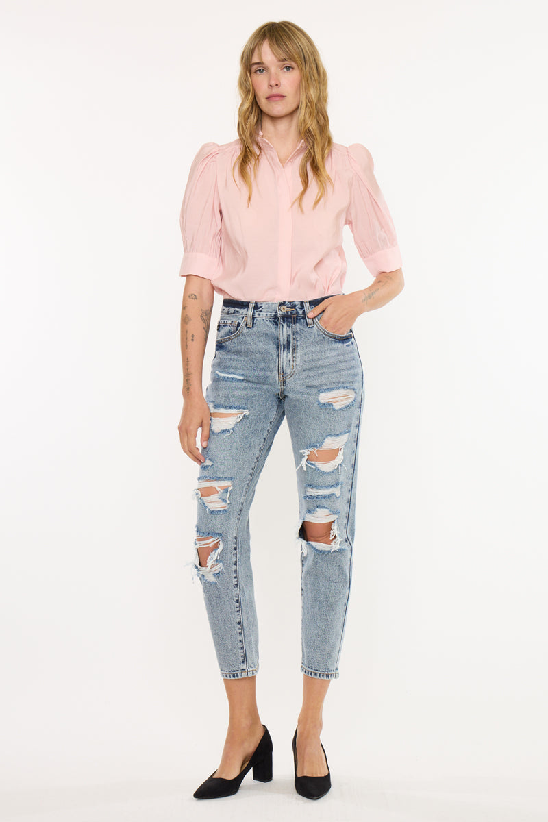 Karen　ベージュ Karen Ultra High Rise Mom | Kancan USA