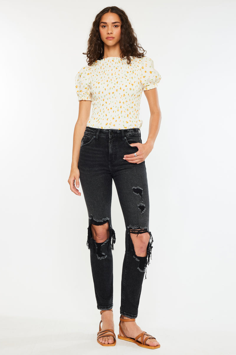 Norrine High Rise Slim Straight Leg Jeans - Official Kancan USA