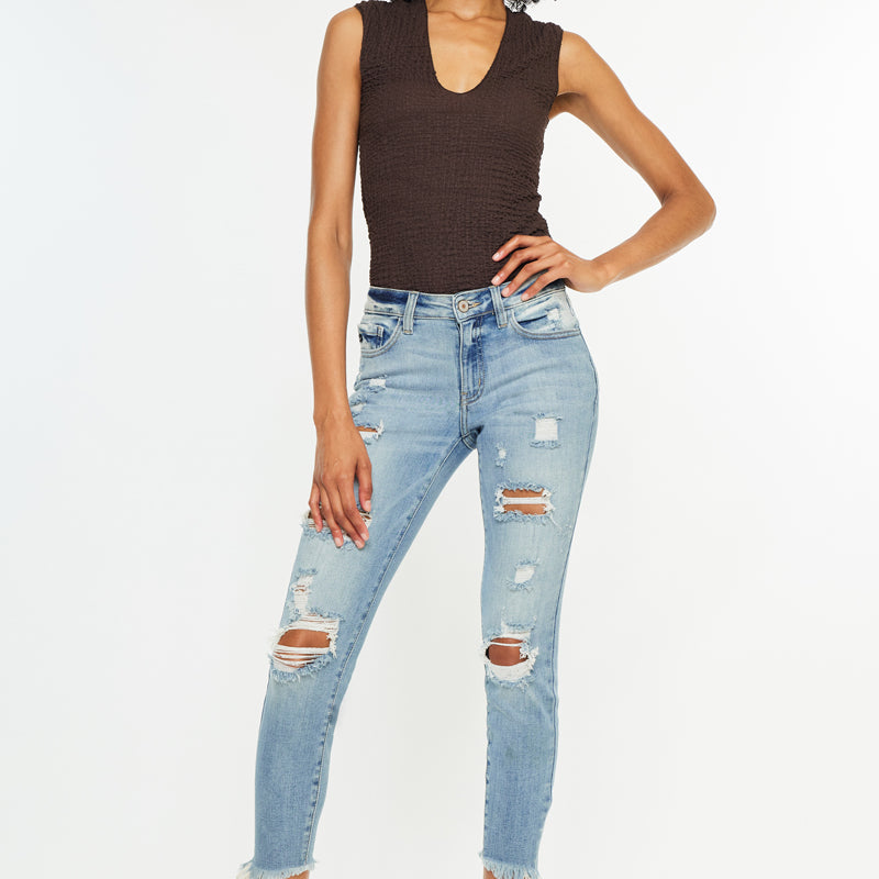 Janine Mid Rise Cropped Skinny Jeans - Official Kancan USA