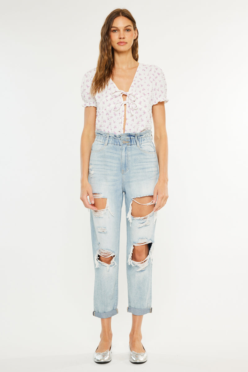 Darel Ultra High Rise Paperbag Mom Jeans - Official Kancan USA