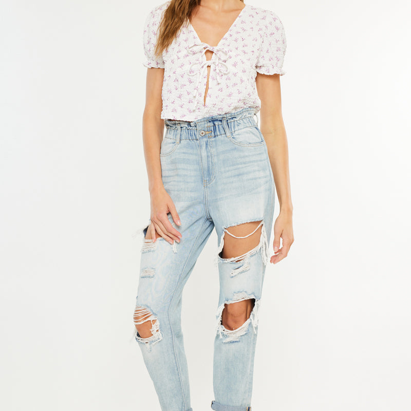 Darel Ultra High Rise Paperbag Mom Jeans - Official Kancan USA