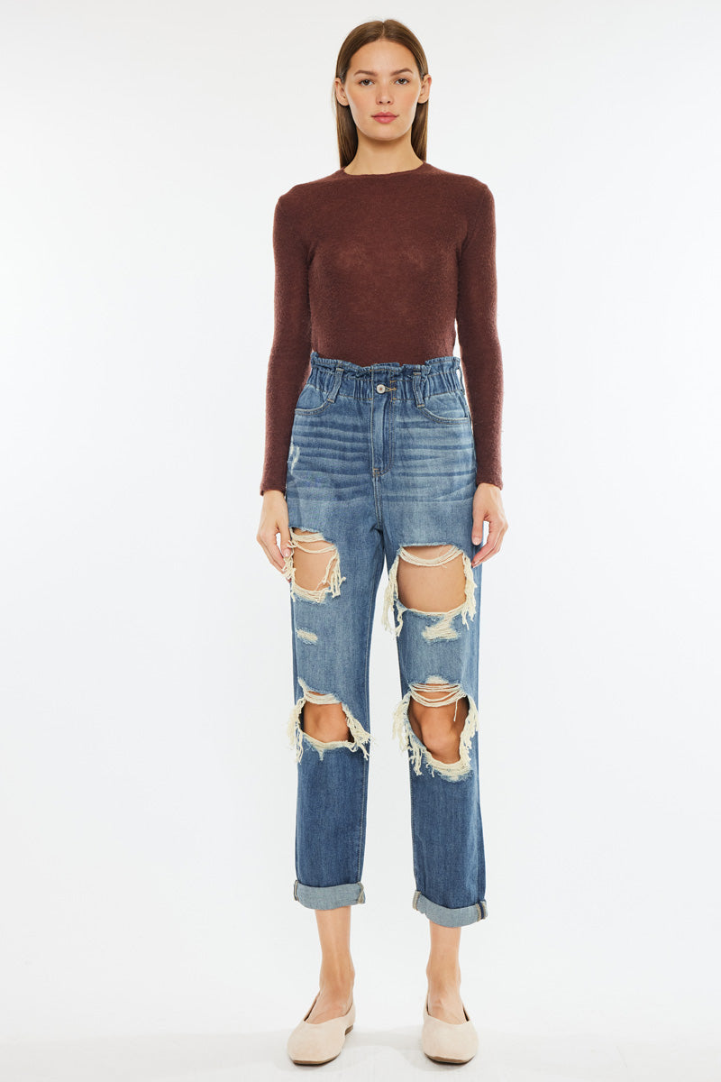 Darel Ultra High Rise Paperbag Mom Jeans - Official Kancan USA