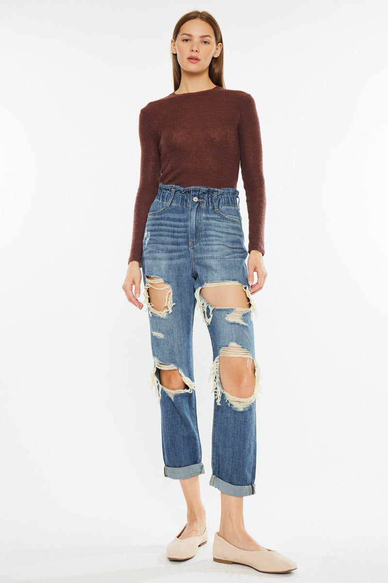 Darel Ultra High Rise Paperbag Mom Jeans - Official Kancan USA
