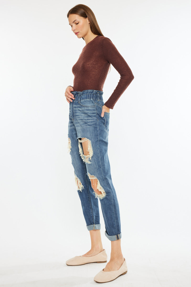Darel Ultra High Rise Paperbag Mom Jeans - Official Kancan USA
