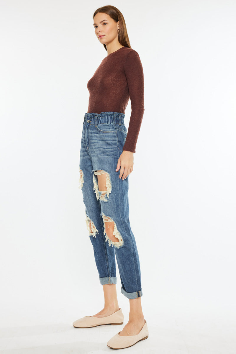 Darel Ultra High Rise Paperbag Mom Jeans - Official Kancan USA
