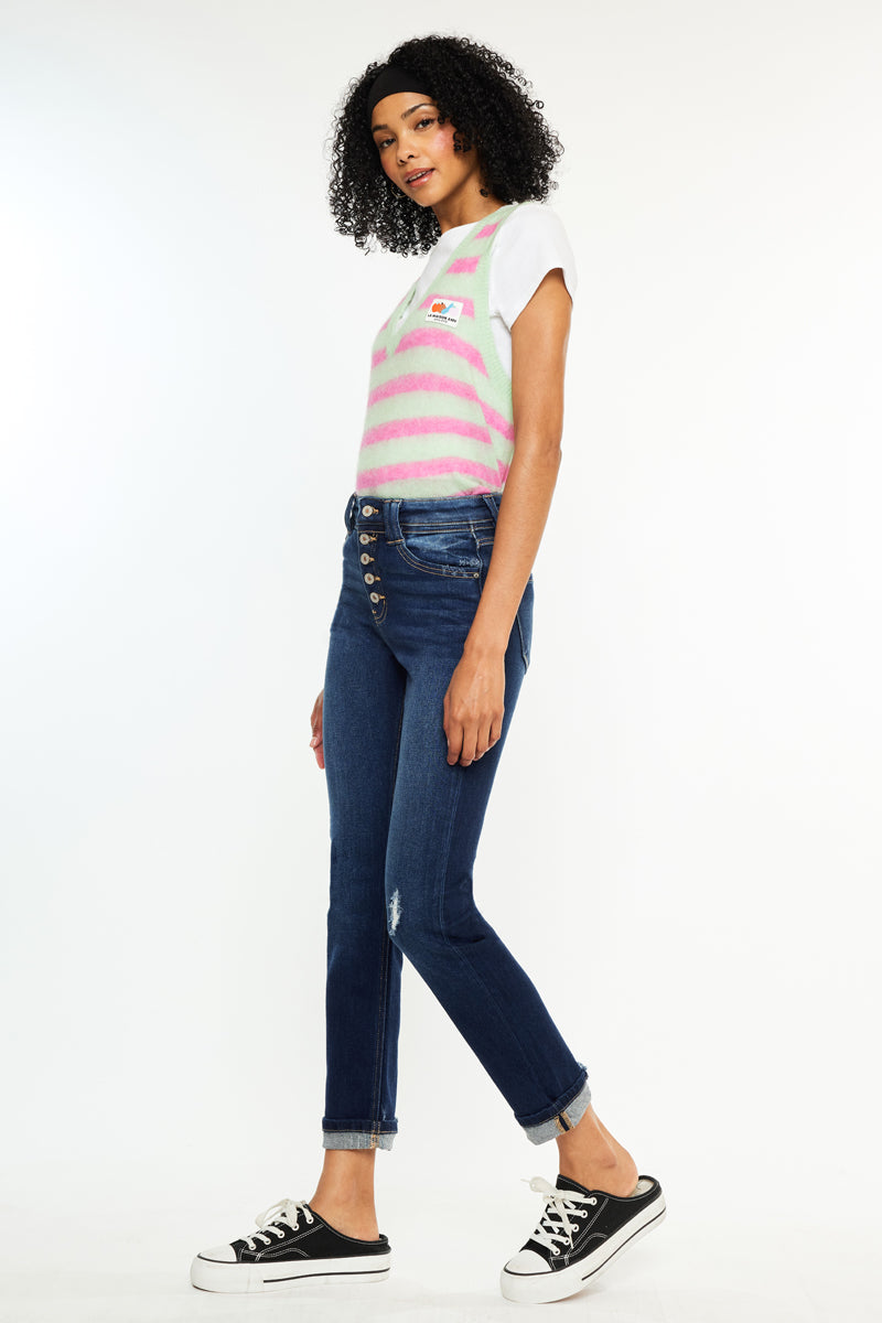 Reese High Rise Slim Straight Leg Jeans - Official Kancan USA