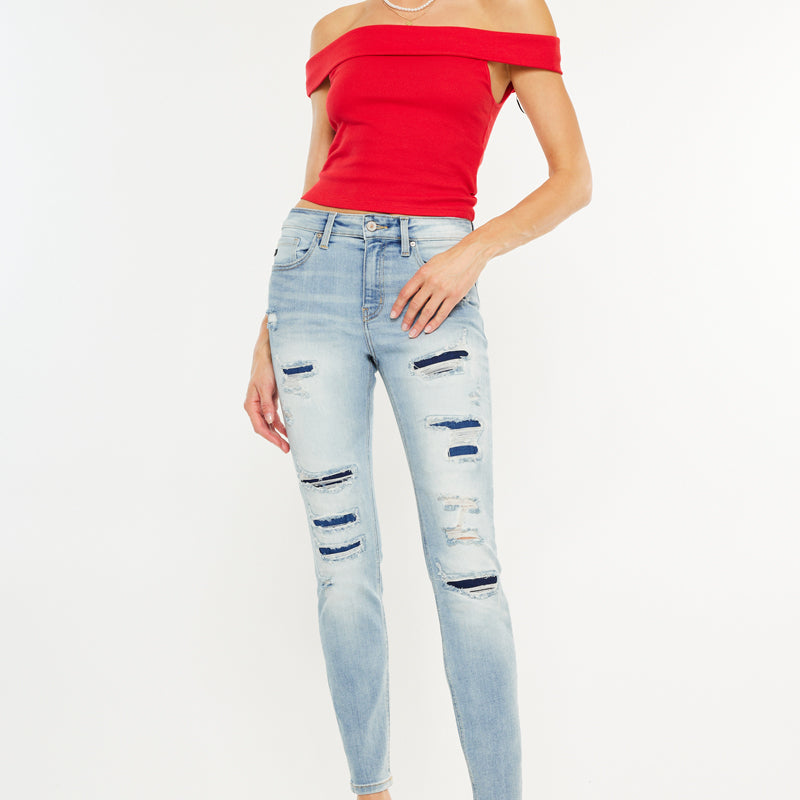 Natasha High Rise Patched Super Skinny Jeans - Official Kancan USA