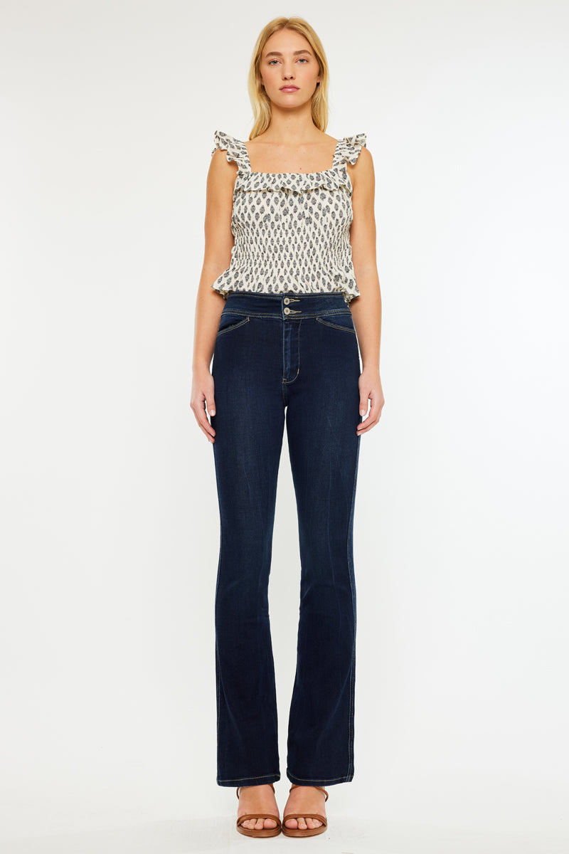 Seren High Rise Exposed Button Bootcut Jeans - Official Kancan USA