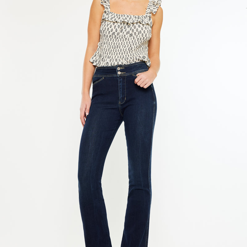 Seren High Rise Exposed Button Bootcut Jeans - Official Kancan USA