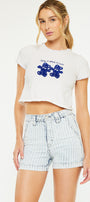 Kyan High Rise Stripe Denim Shorts - Official Kancan USA