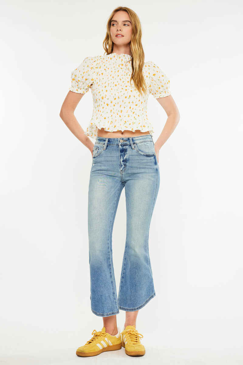 Raine High Rise Cropped Flare Jeans - Official Kancan USA