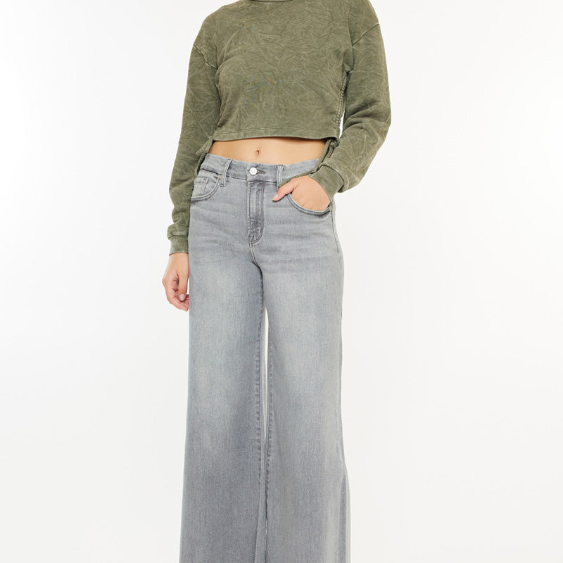 Bada High Rise Cropped Palazzo Jeans - Official Kancan USA