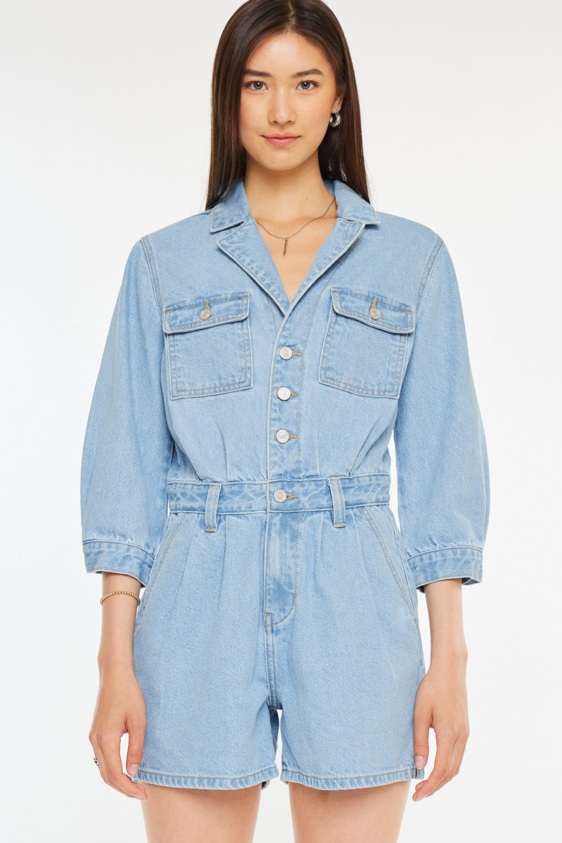 Aileen Sleeves Denim Romper - Official Kancan USA